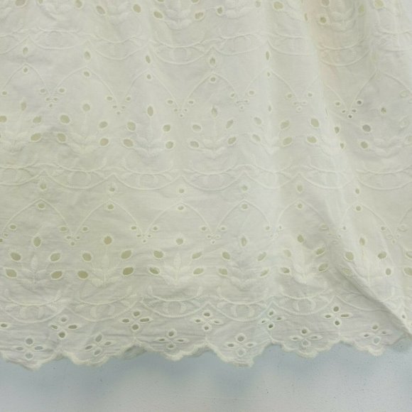 Coquette Eyelet Mini Skirt Womens 2 XS White Scallop Hem Soft Girl MAX STUDIO - Picture 5 of 10